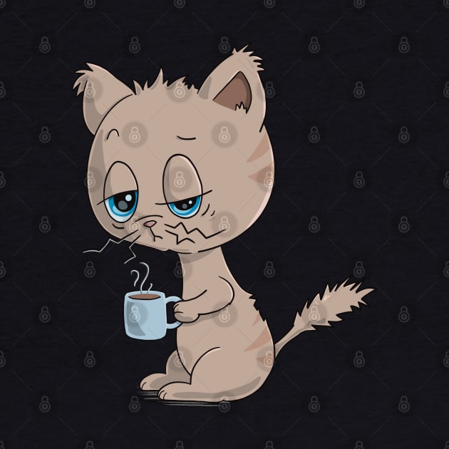 Cat Drinking Coffee - Coffee Drinking Cat by Character Alley